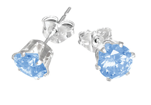 Sterling Silver 5mm Blue CZ Stud Earring