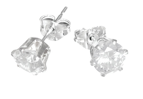 Sterling Silver 5mm White CZ Stud Earring