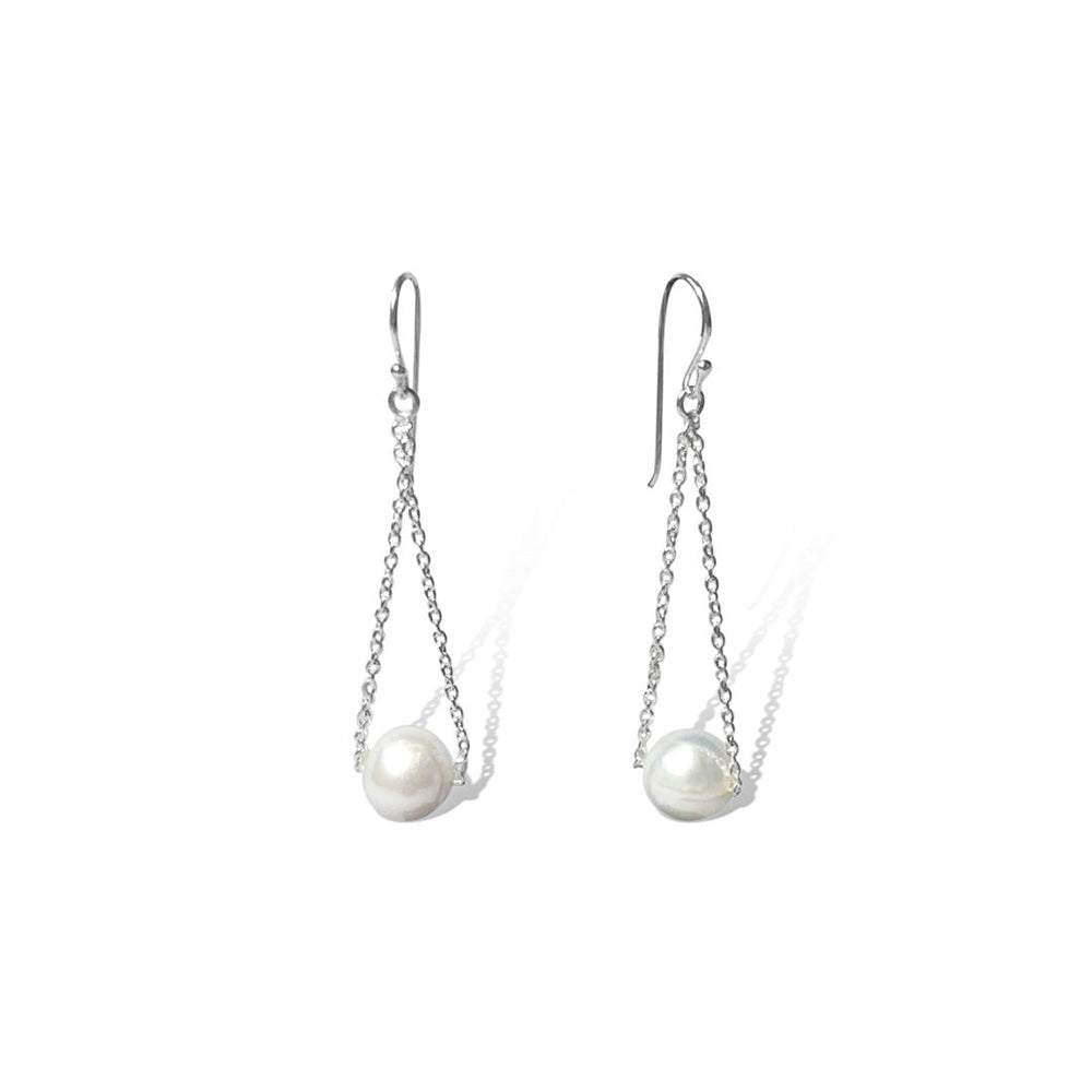 Sterling Silver Chain with Fresh Water Pearl Earrings