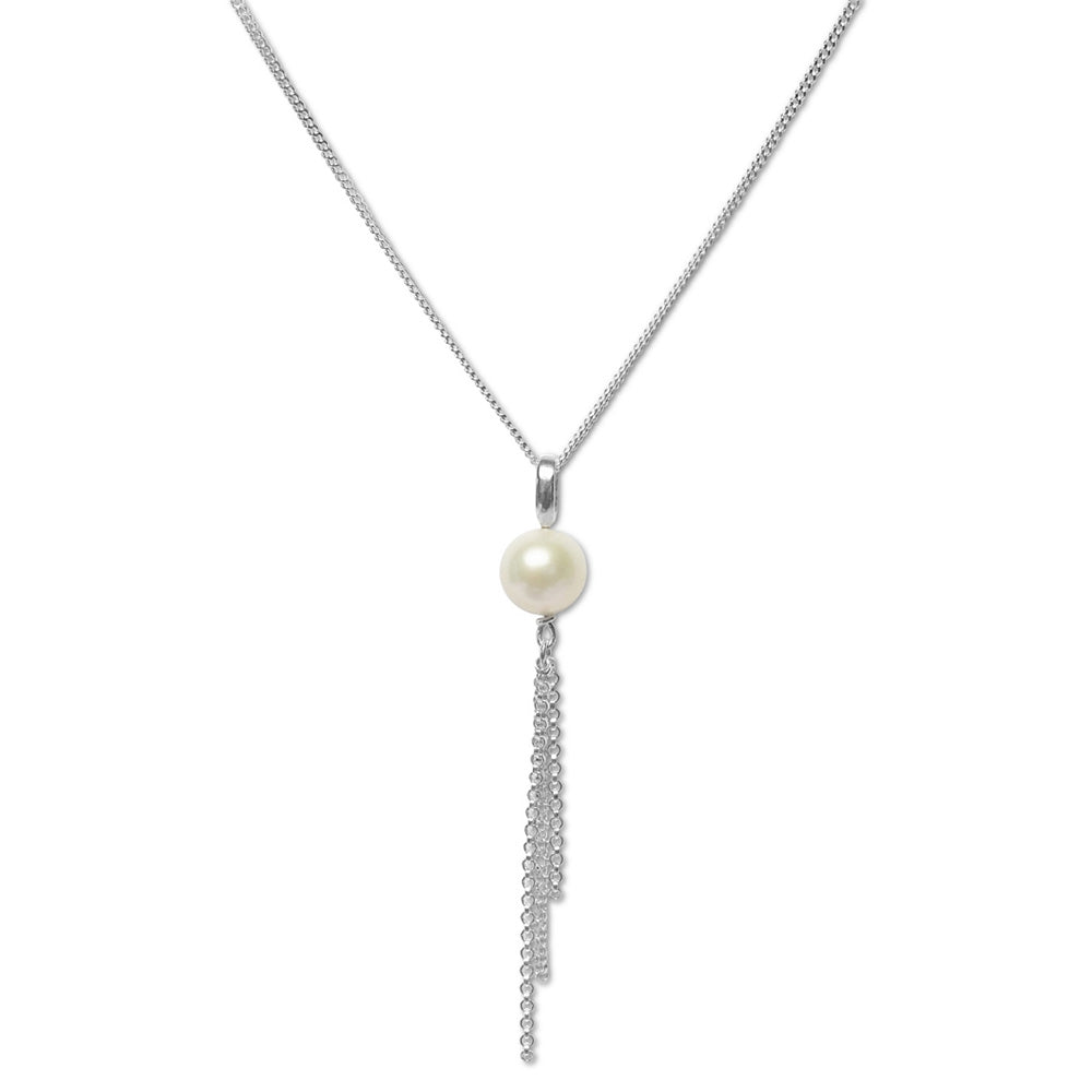 Sterling Silver & Fresh Water Pearl with Chain Short Necklace