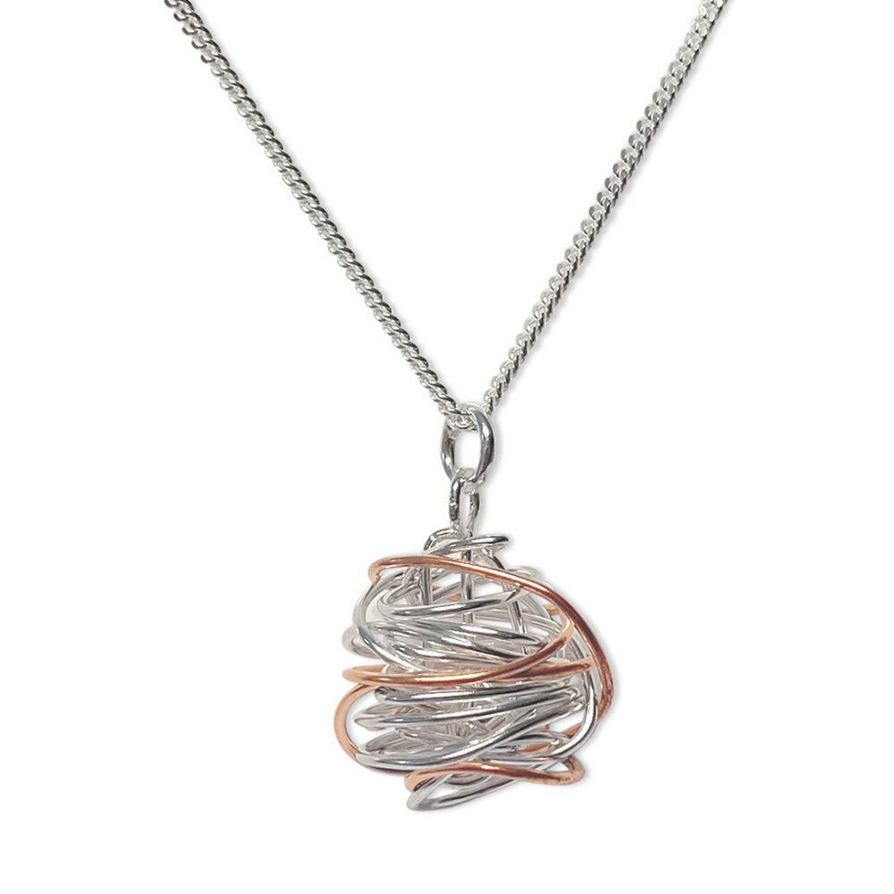 Sterling Silver & Copper Wire Necklace