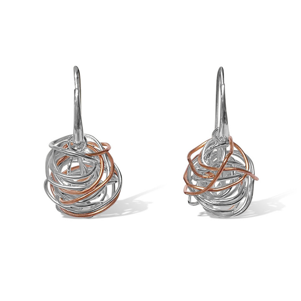 Sterling Silver & Copper Wire Earrings