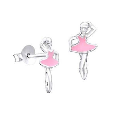 Sterling Silver Ballerina Stud Earrings