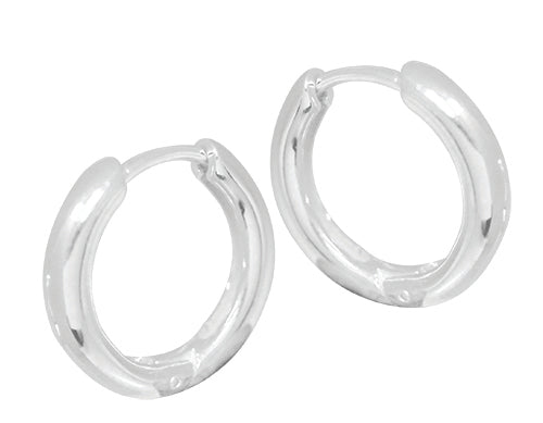 Sterling Silver Rounded Plain Huggie Earring