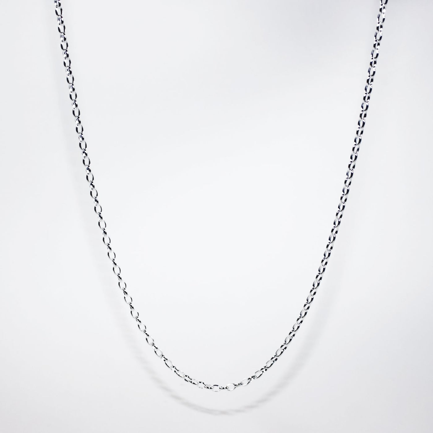 45cm Sterling Silver Oval Belcher Necklace